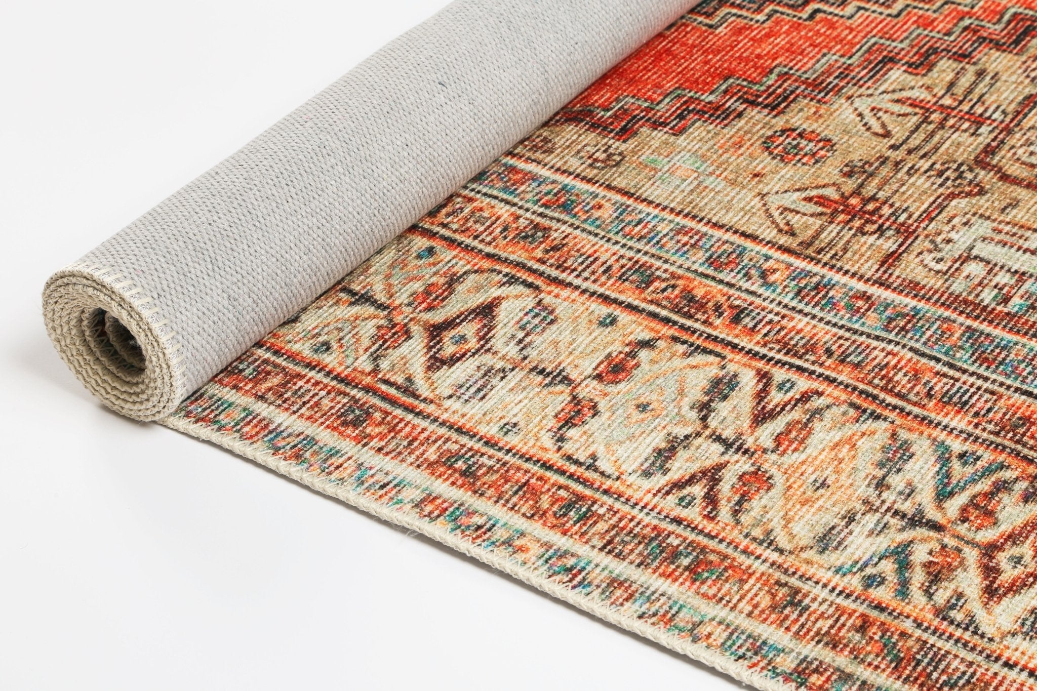 Vital Distressed Louvre Rustic Blue Washable Rug - Floorsome - Area Rug - VINT200318100 - Area Rug