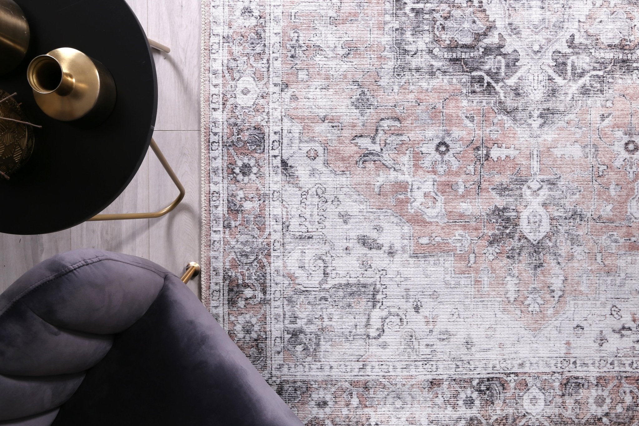 Vital Distressed Vintage Cezanne Blush Washable Rug - Floorsome - Area Rug - VINT160308211 - Area Rug