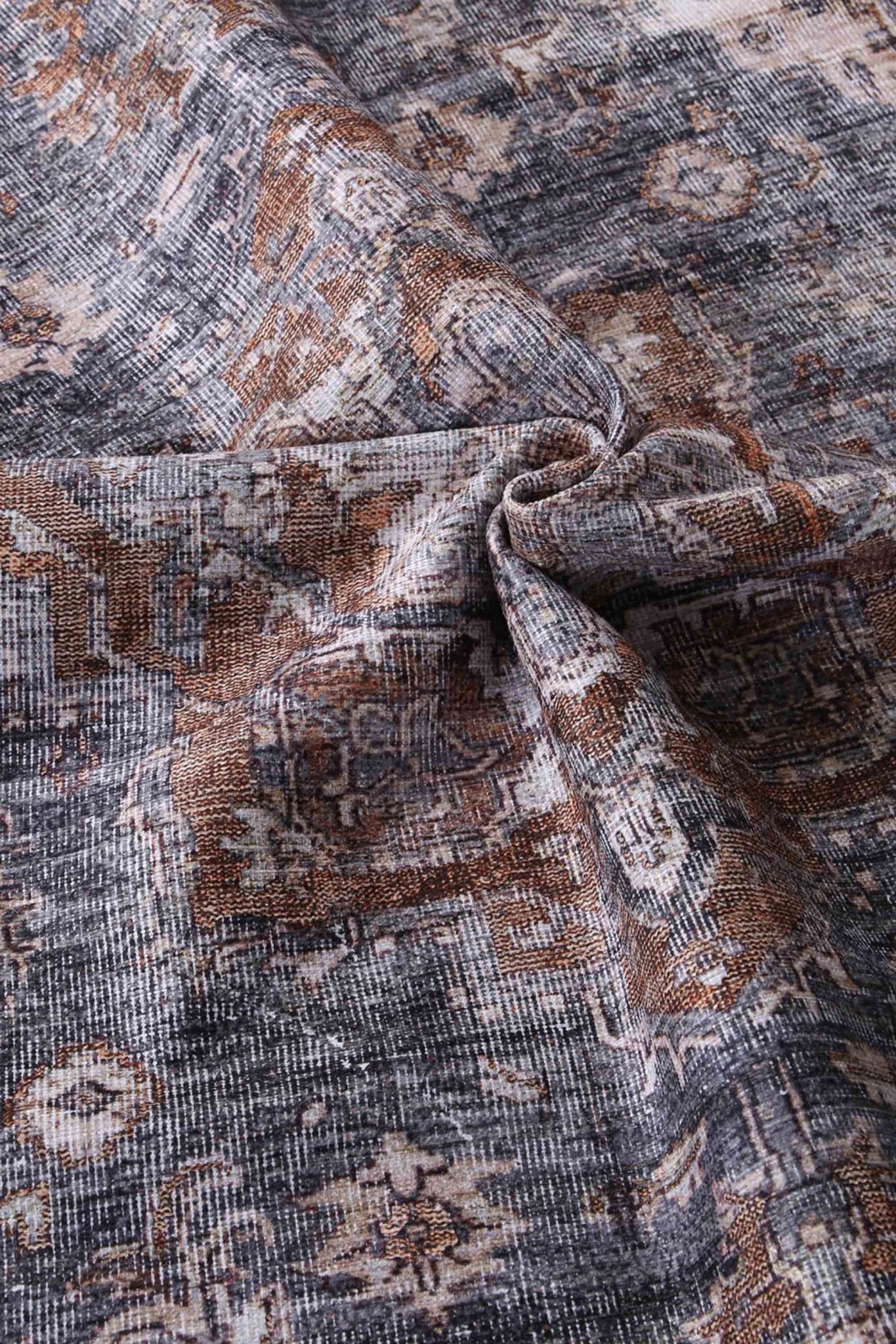 Vital Distressed Vintage Cezanne Rabbit Gray Inca Gold Area Rug (Fringe) - Floorsome - Area Rug - VINT160224404 - Area Rug