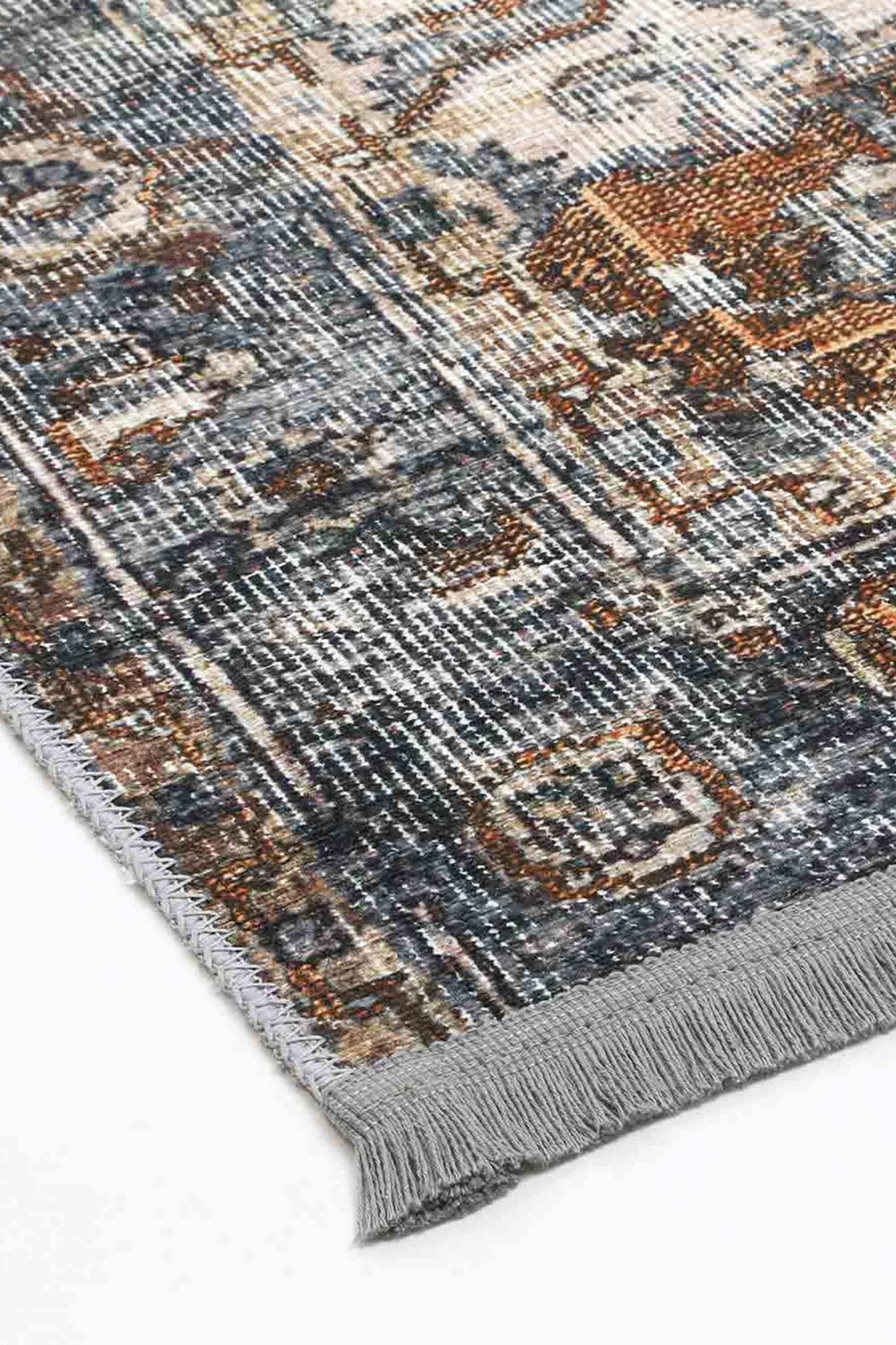 Vital Distressed Vintage Cezanne Rabbit Gray Inca Gold Area Rug (Fringe) - Floorsome - Area Rug - VINT160224404 - Area Rug
