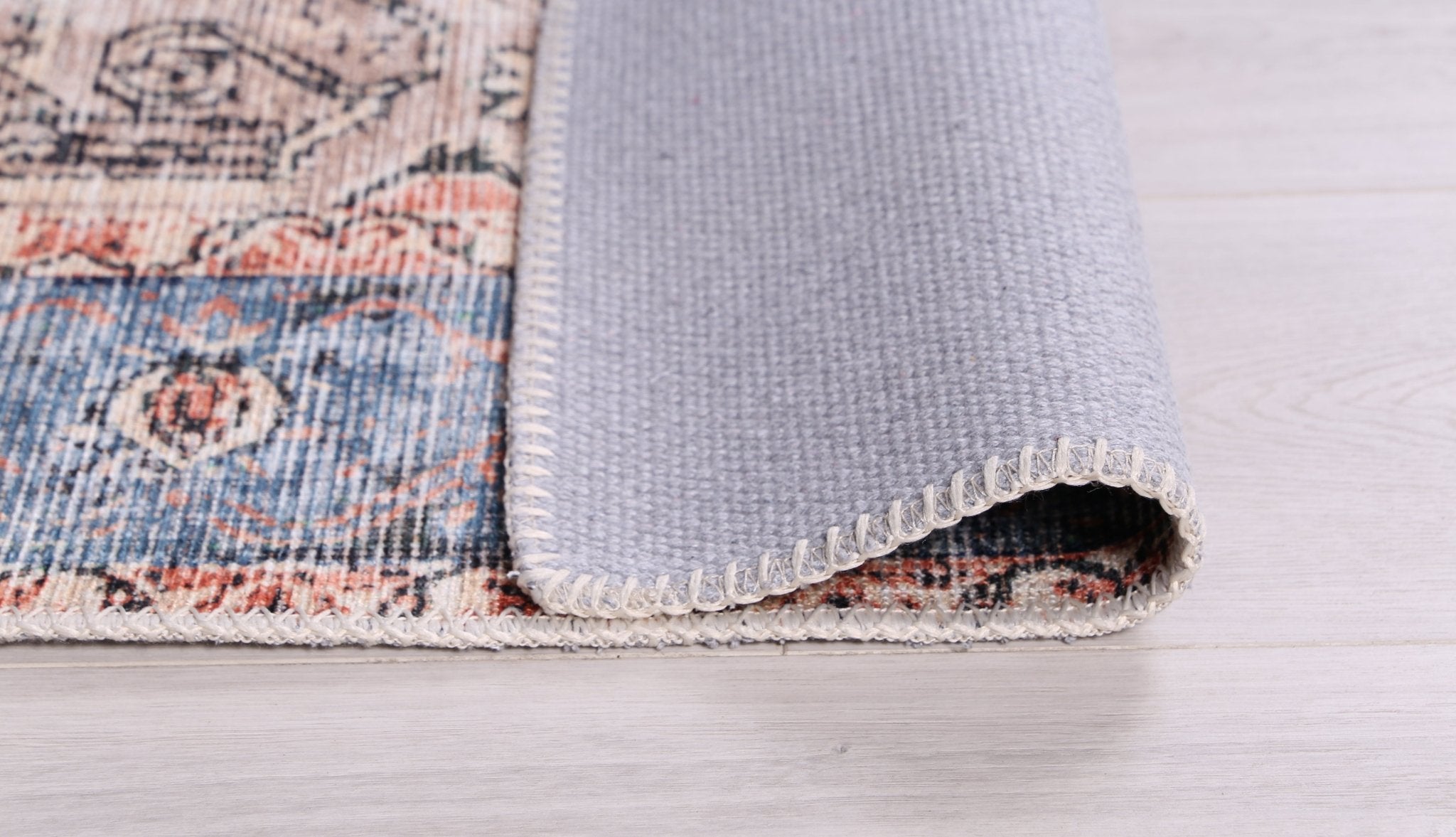 Vital Distressed Vintage Cezanne Terracotta Blue Washable Rug - Floorsome - Area Rug - VINT160161001 - Area Rug