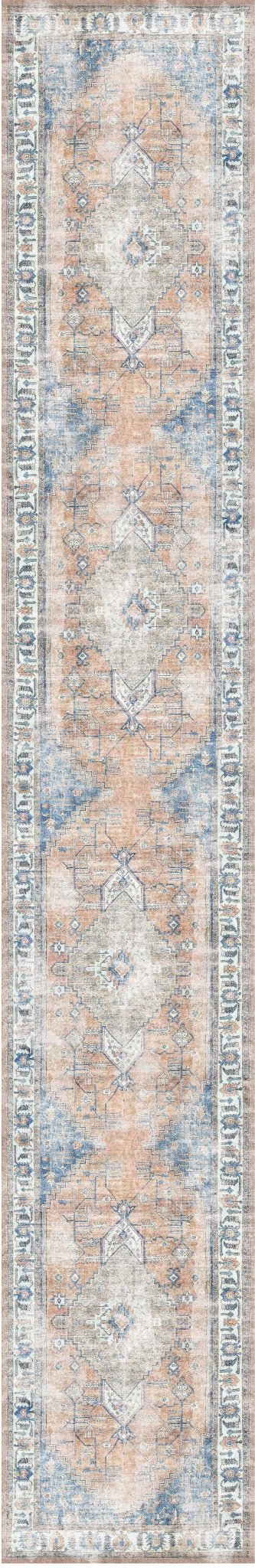 Vital Pissarro Terracotta Blue Washable Runner - Floorsome - Area Rug - VINC7013163-00 - Area Rug