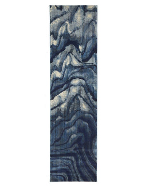 Waves Modern Indigo Runner Rug - Floorsome - Modern
