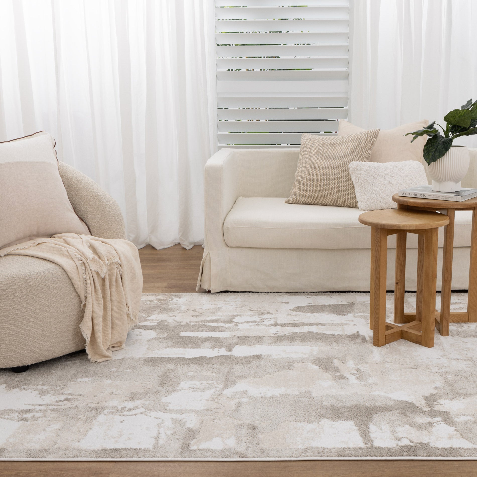 Wellington Abstract Wash Beige Rug - Floorsome - Area Rug - WELL160W008 - Area Rug