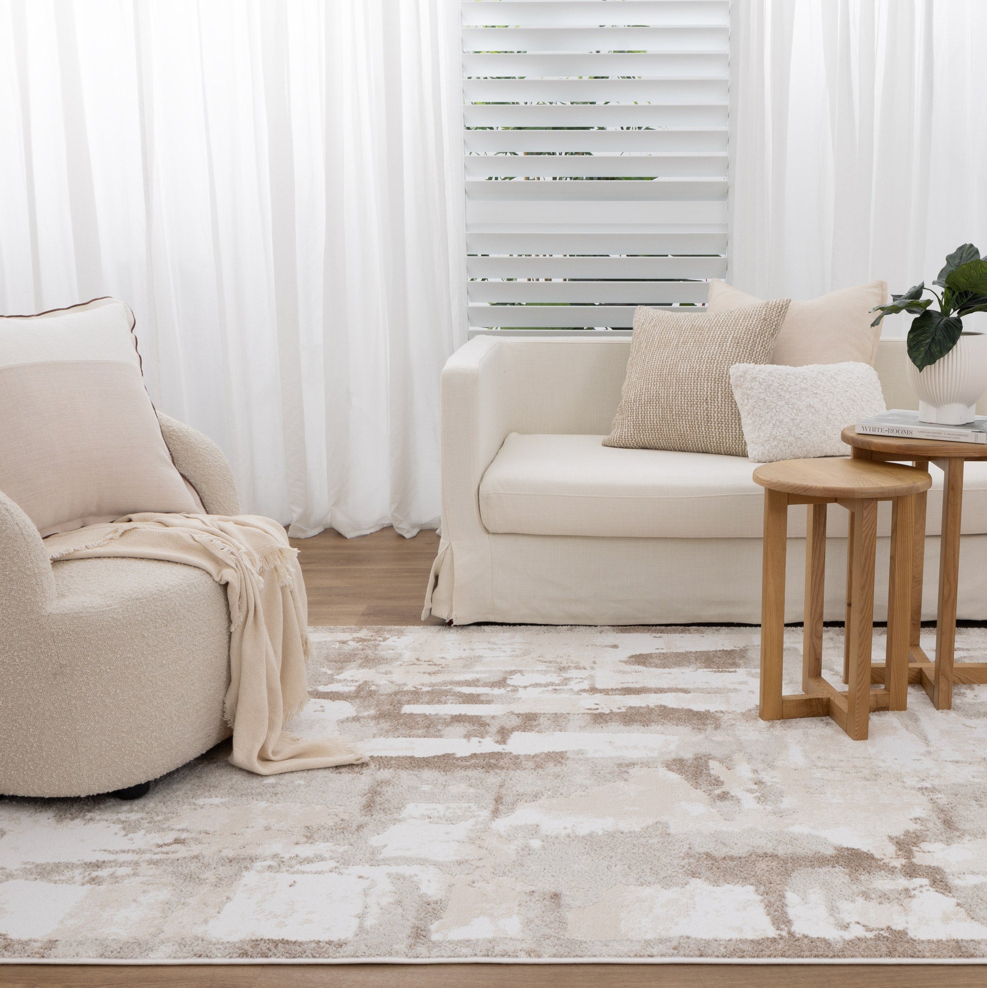 Wellington Abstract Wash Brown Rug - Floorsome - Area Rug - WELL160W007 - Area Rug