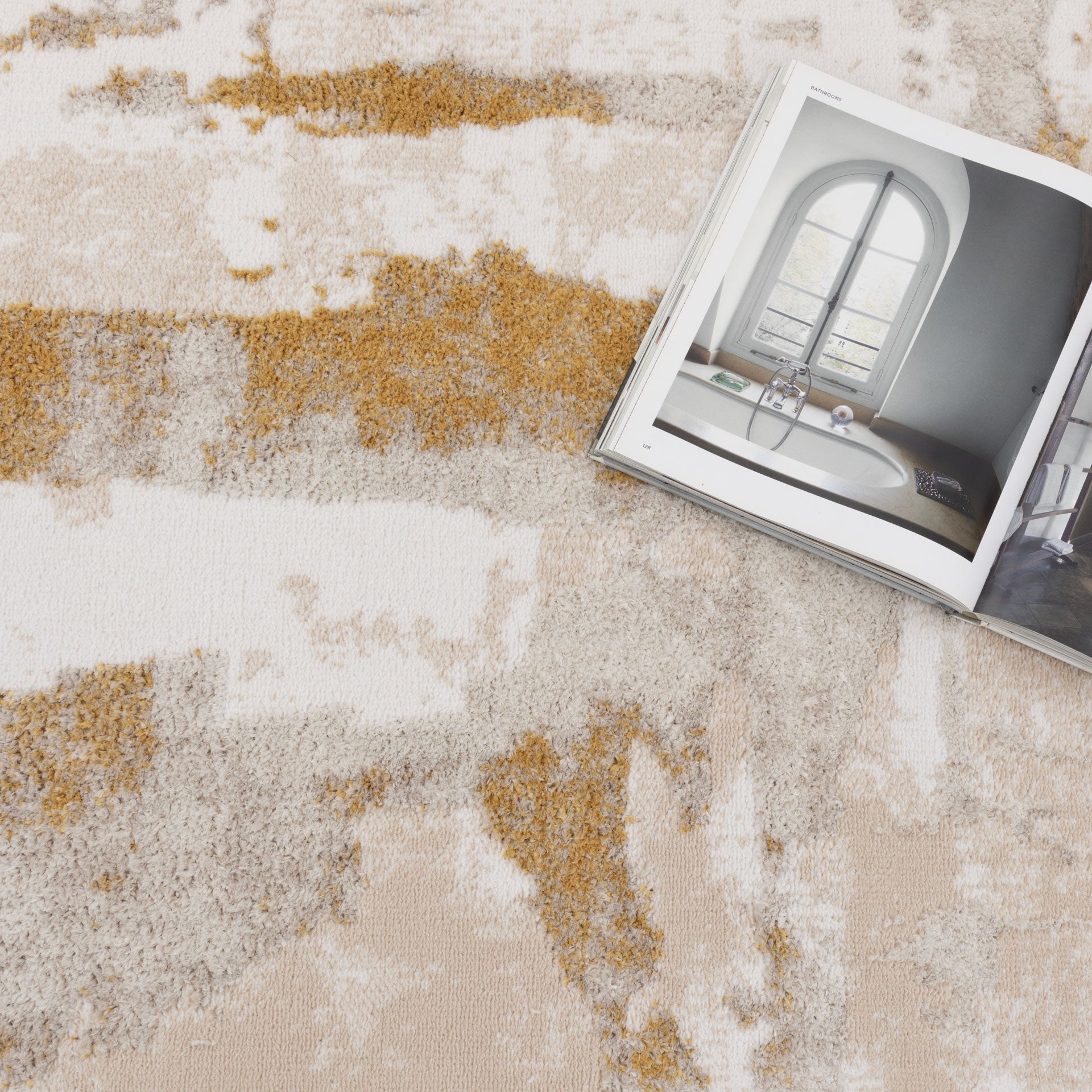 Wellington Abstract Wash Gold Rug - Floorsome - Area Rug - WELL160W009 - Area Rug