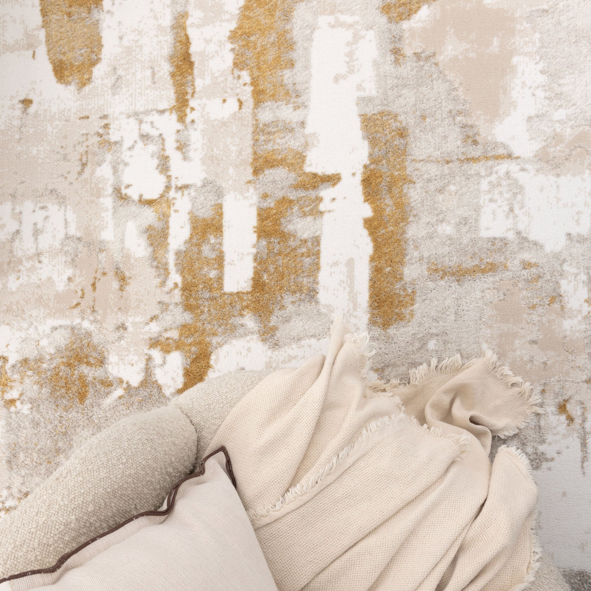 Wellington Abstract Wash Gold Rug - Floorsome - Area Rug - WELL160W009 - Area Rug