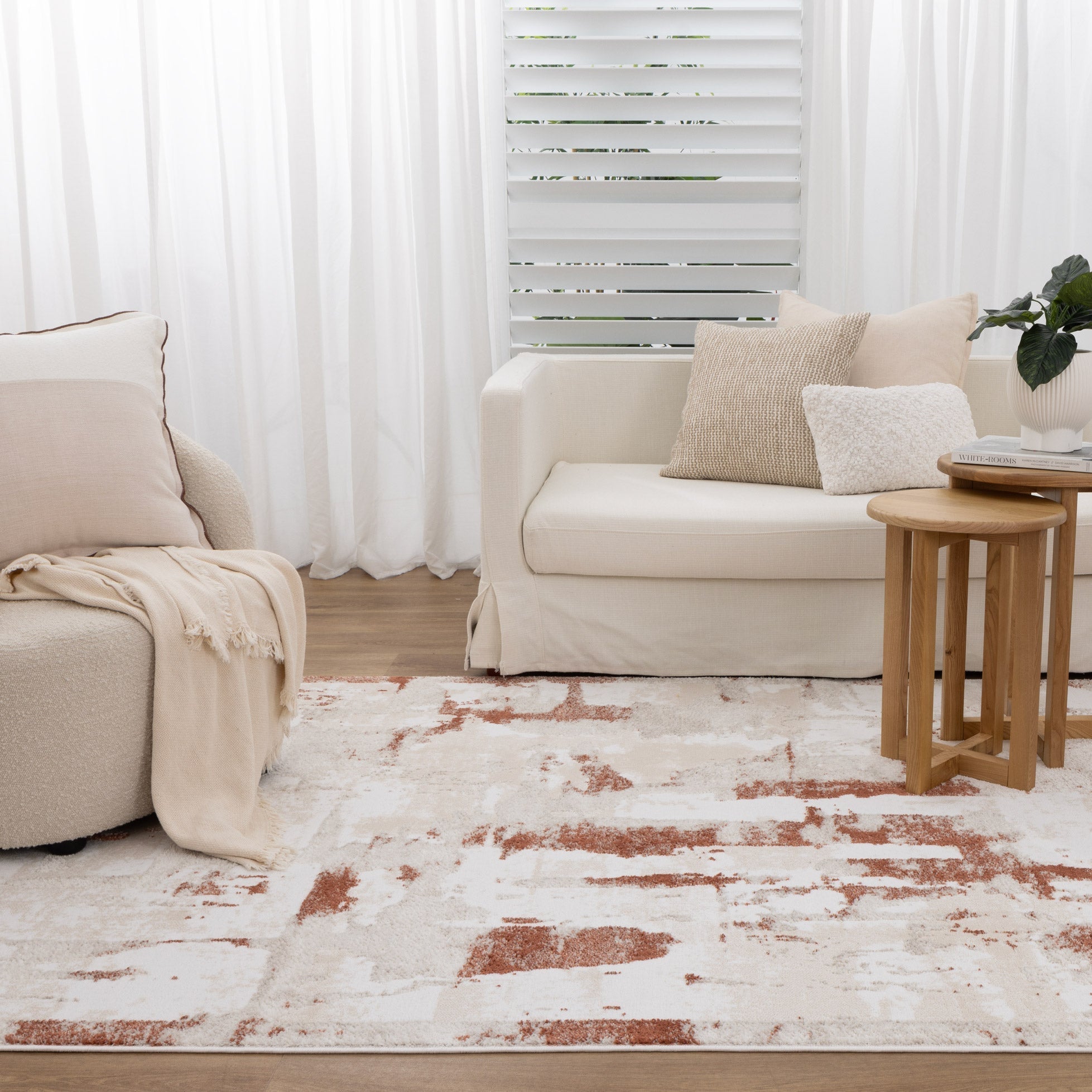 Wellington Abstract Wash Rust Rug - Floorsome - Area Rug - WELL160W010 - Area Rug