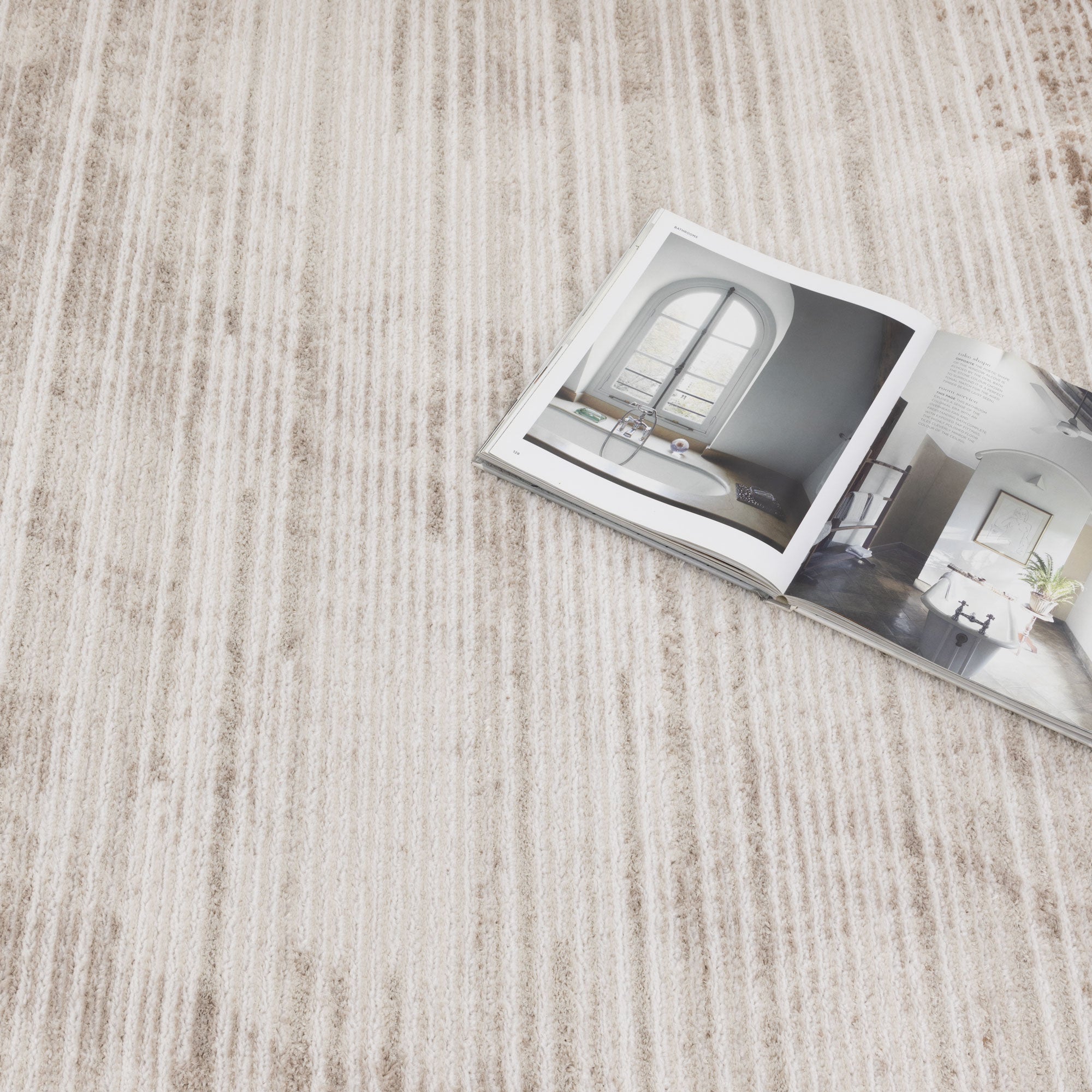 Wellington Distressed Lines Brown Rug - Floorsome - Area Rug - WELL160W011 - Area Rug