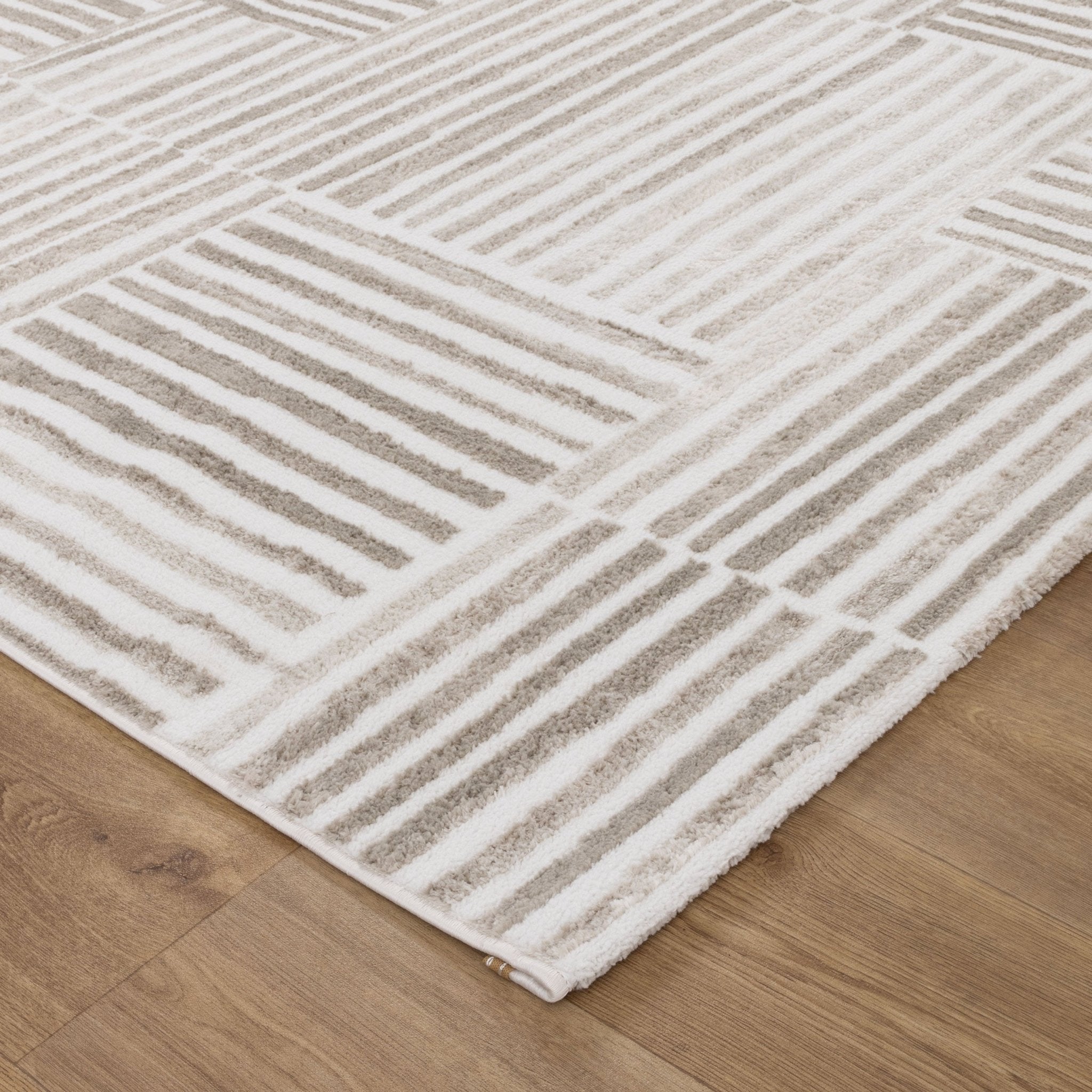 Wellington Geometric Lines Beige Rug - Floorsome - Area Rug - WELL160W003 - Area Rug