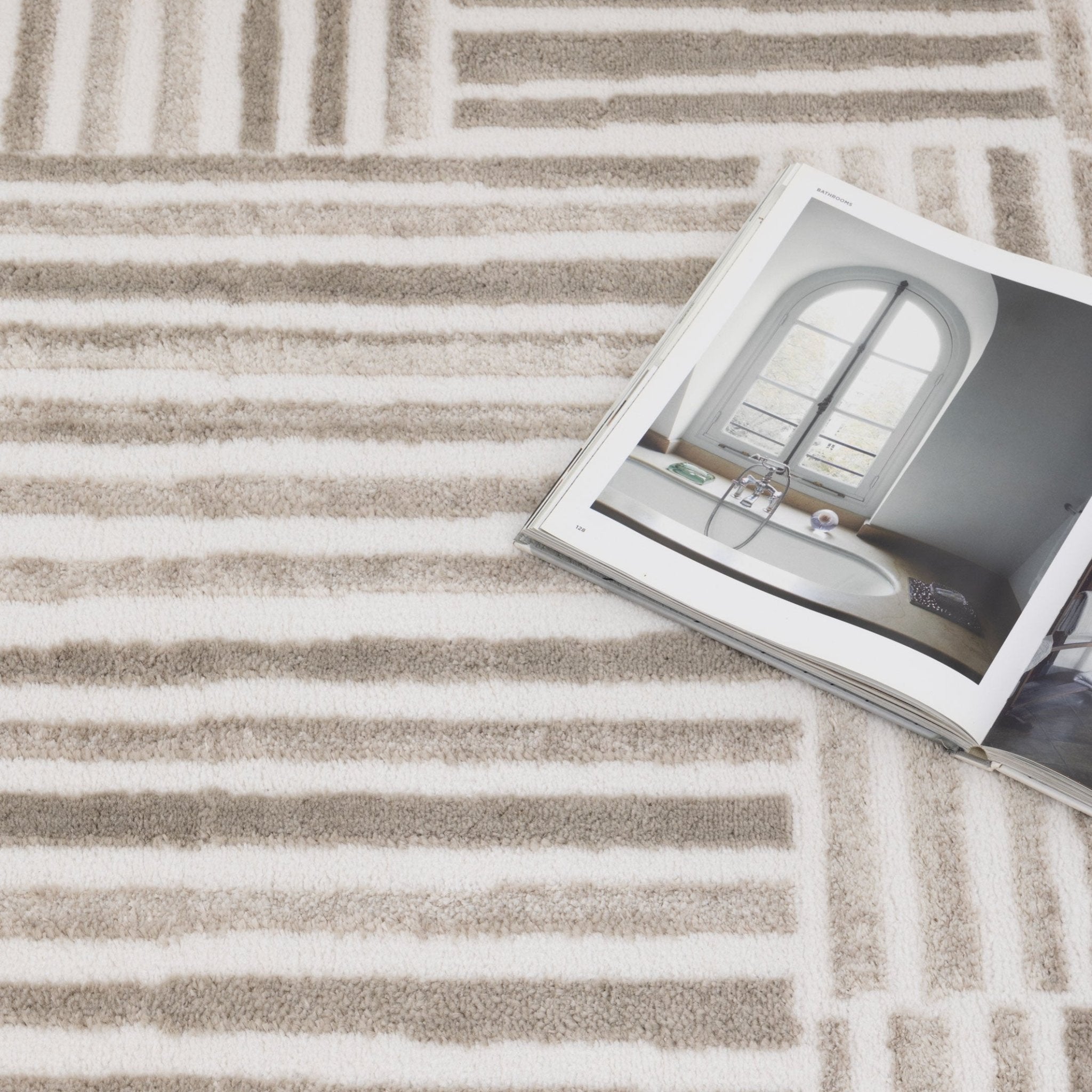 Wellington Geometric Lines Beige Rug - Floorsome - Area Rug - WELL160W003 - Area Rug