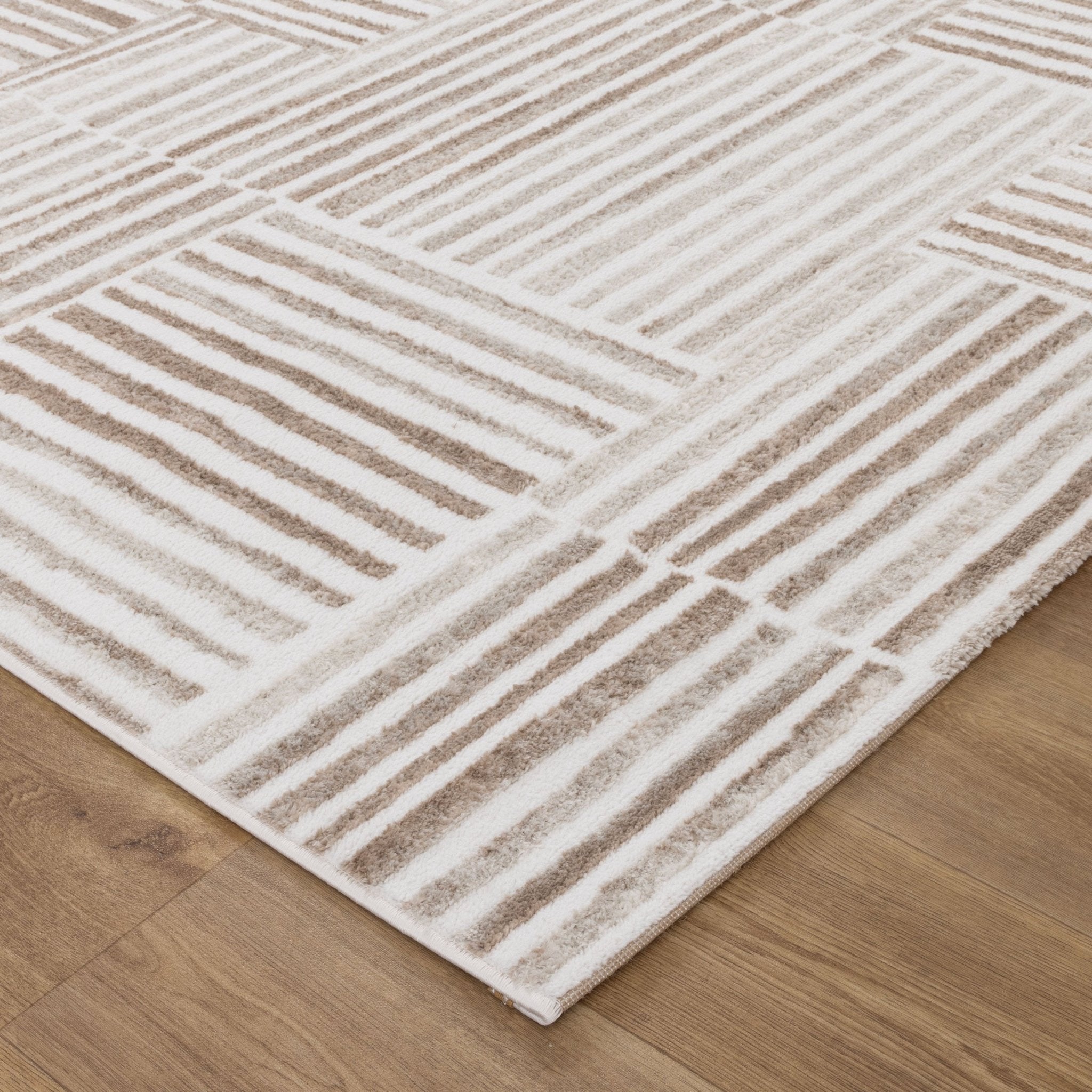 Wellington Geometric Lines Brown Rug - Floorsome - Area Rug - WELL160W001 - Area Rug