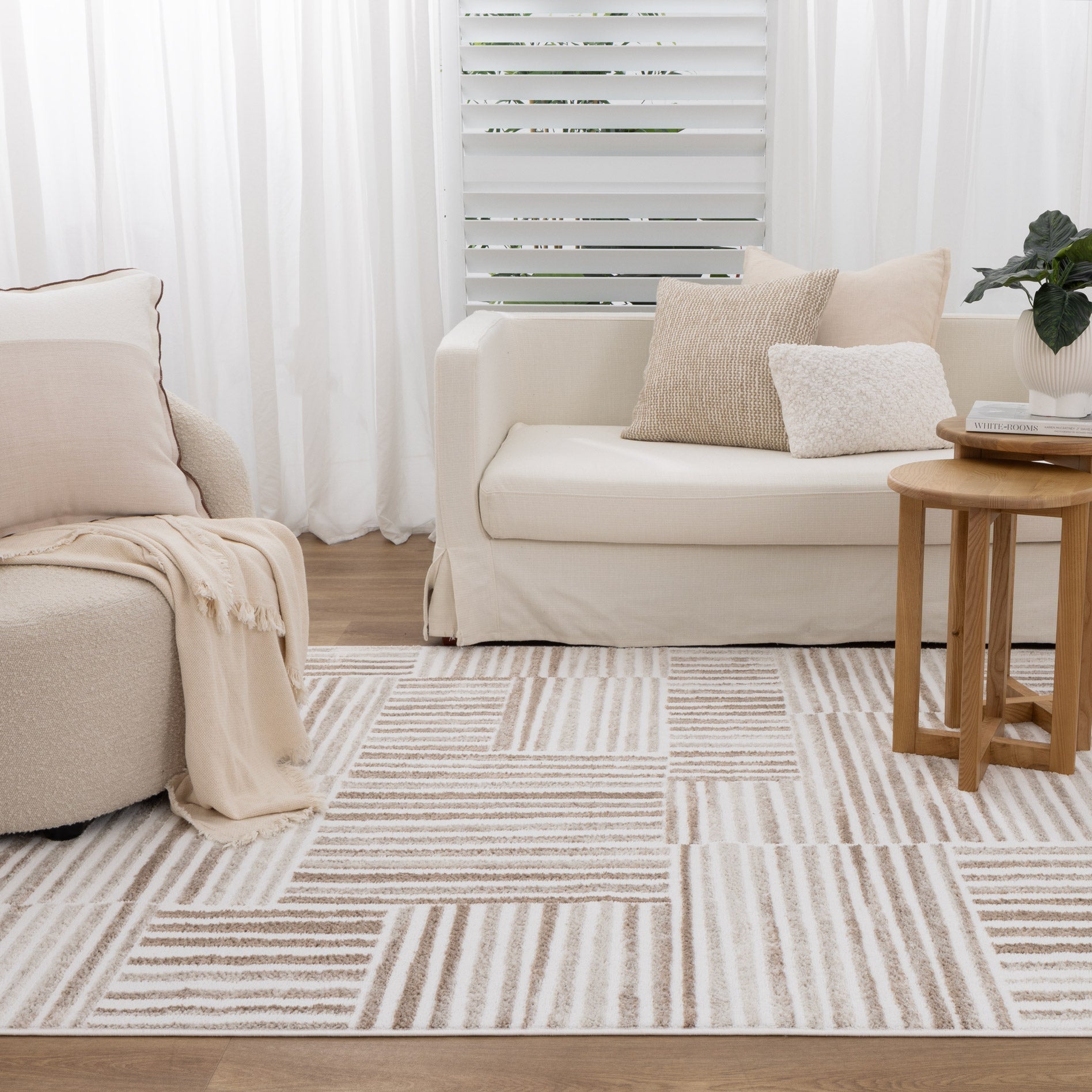 Wellington Geometric Lines Brown Rug - Floorsome - Area Rug - WELL160W001 - Area Rug