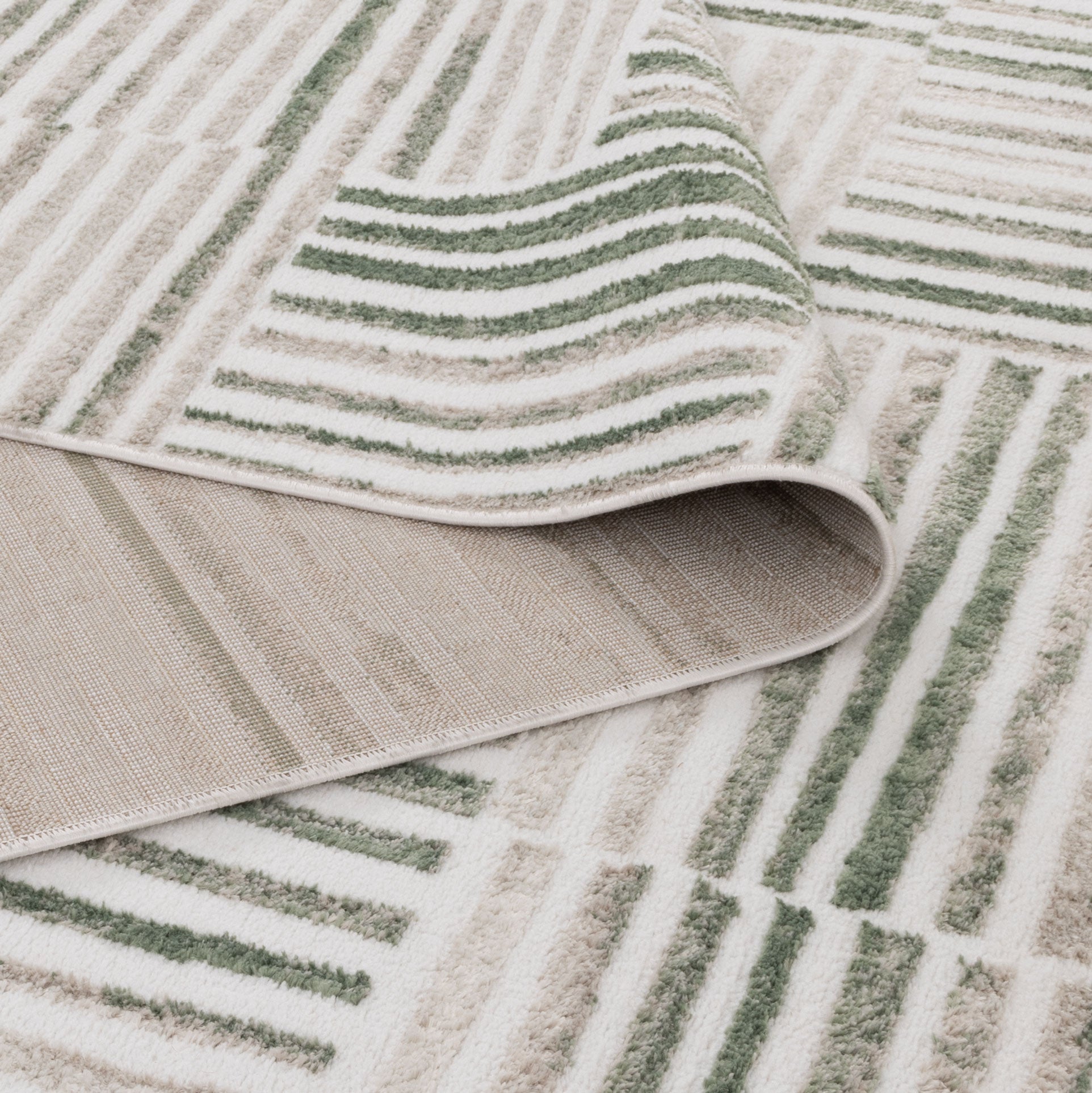 Wellington Geometric Lines Green Rug - Floorsome - Area Rug - WELL160W005 - Area Rug