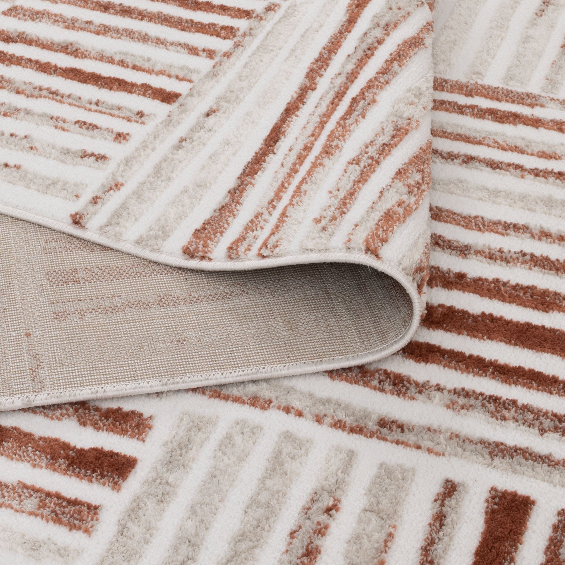 Wellington Geometric Lines Rust Rug - Floorsome - Area Rug - WELL160W004 - Area Rug