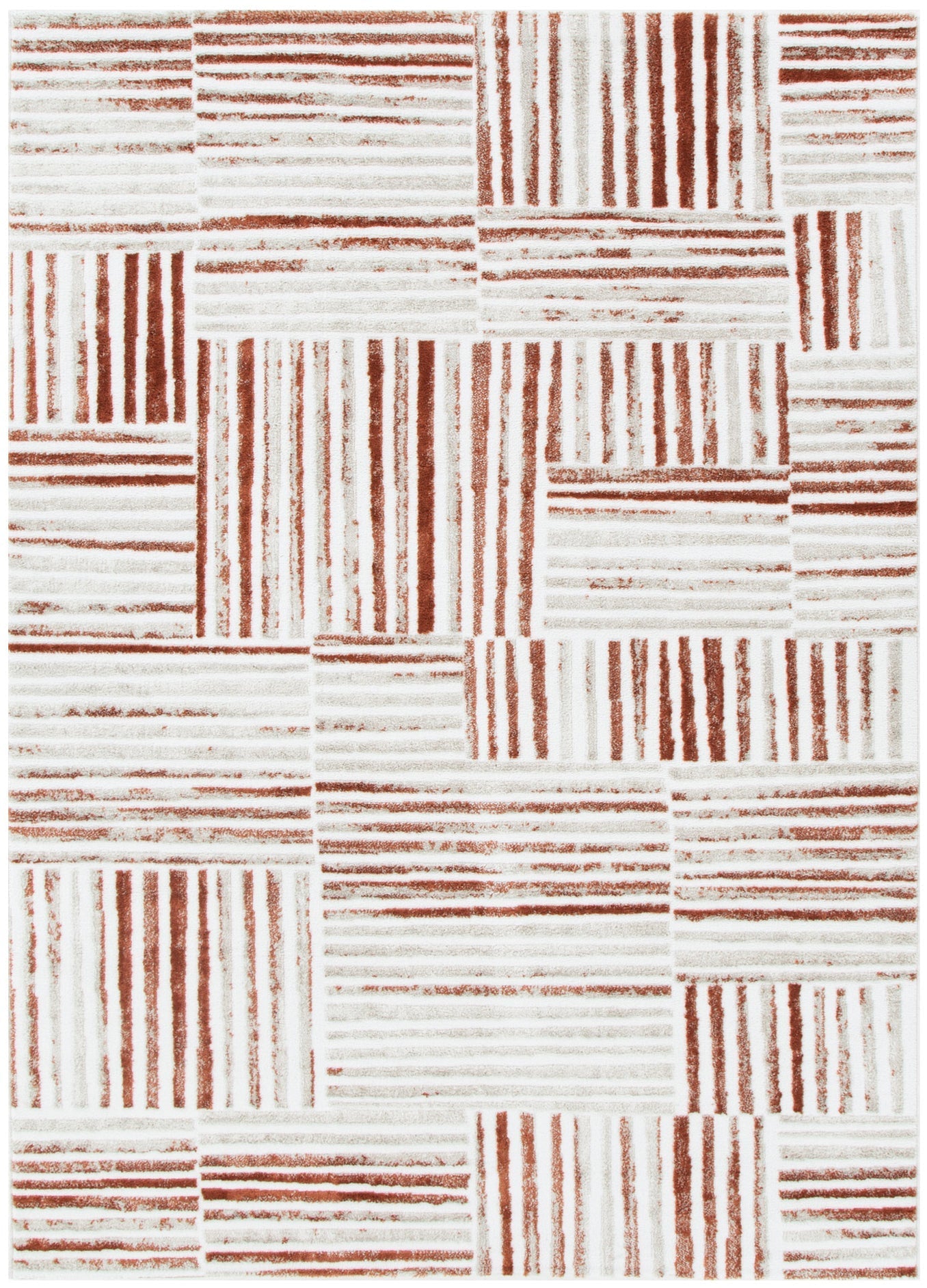 Wellington Geometric Lines Rust Rug - Floorsome - Area Rug - WELL160W004 - Area Rug