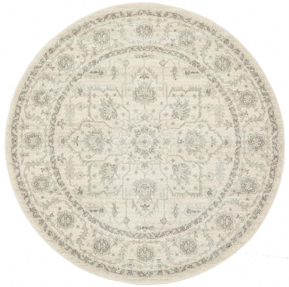 Winter White Transitional Round Rug - Floorsome - Modern