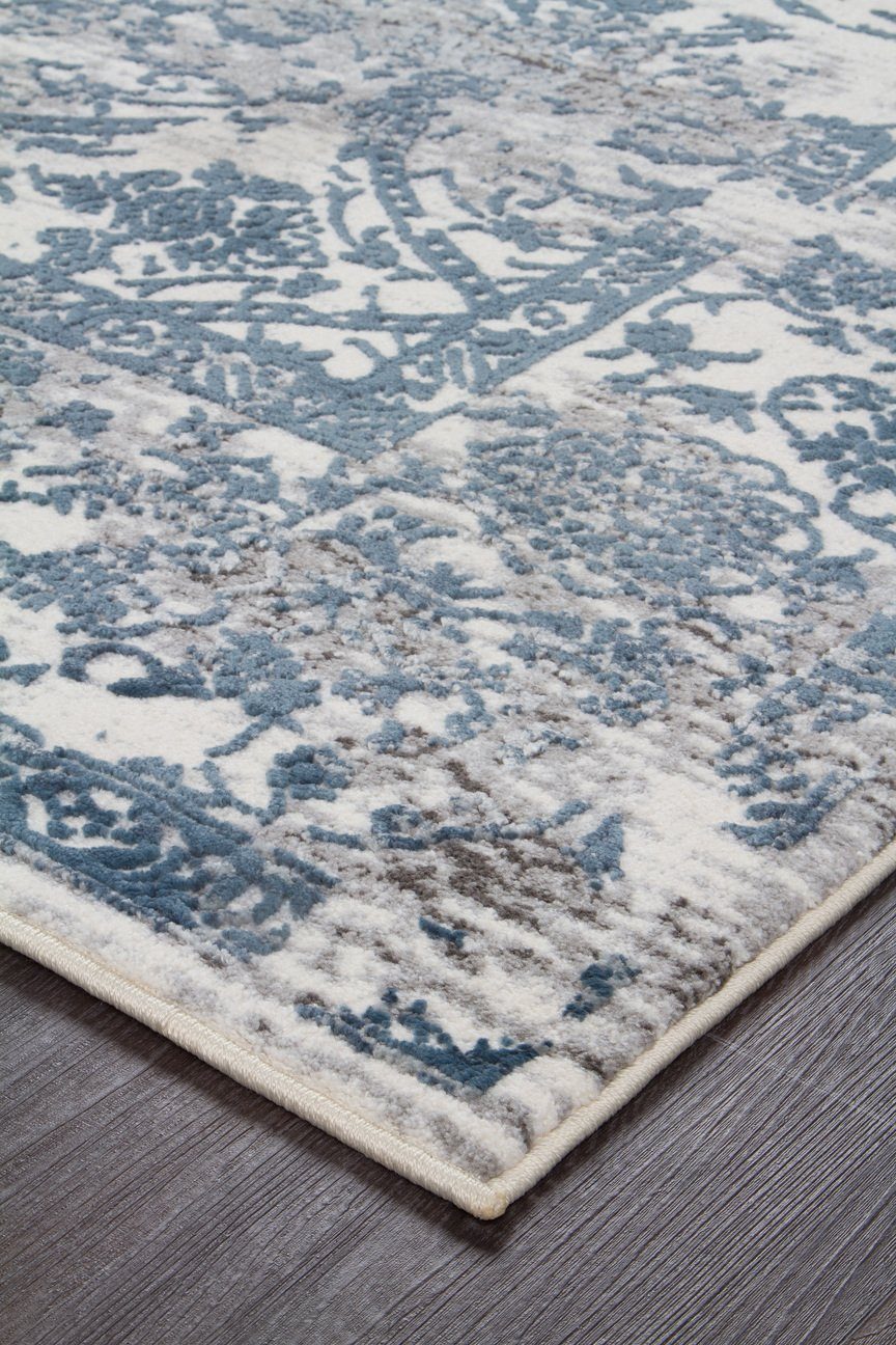 Yasmin Distressed Transitional Rug White Blue Grey - Floorsome - Modern - KEN - 1734 - WHI - 230X160 - Modern