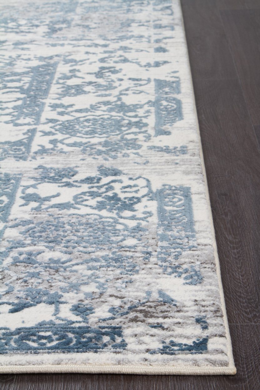 Yasmin Distressed Transitional Rug White Blue Grey - Floorsome - Modern - KEN - 1734 - WHI - 230X160 - Modern