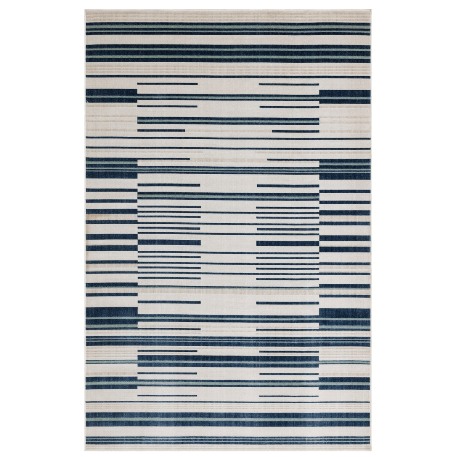 Yomi Navy and Cream Indoor Outdoor Rug - Floorsome - Rugs