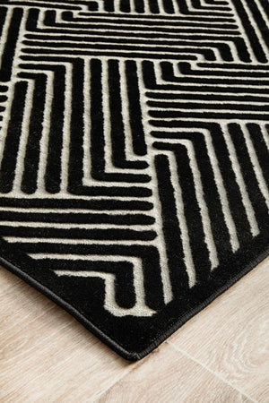 York Cindy Black & Gold Runner Rug - Floorsome - YORK COLLECTION