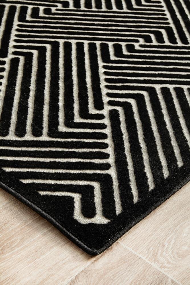 York Cindy Black & Gold Runner Rug - Floorsome - YORK COLLECTION - YRK - CIND - GLD - 300X80 - YORK COLLECTION