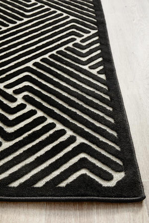 York Cindy Black & Gold Runner Rug - Floorsome - YORK COLLECTION