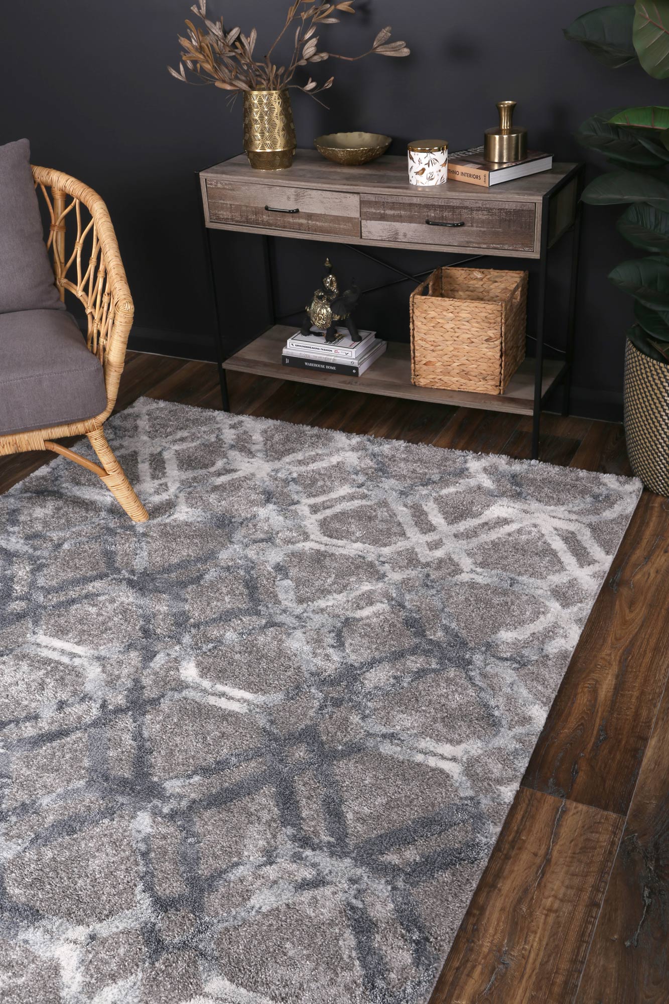 Yuzil Blue Lattice Rug - Floorsome - Rug - CENT12011 - Rug