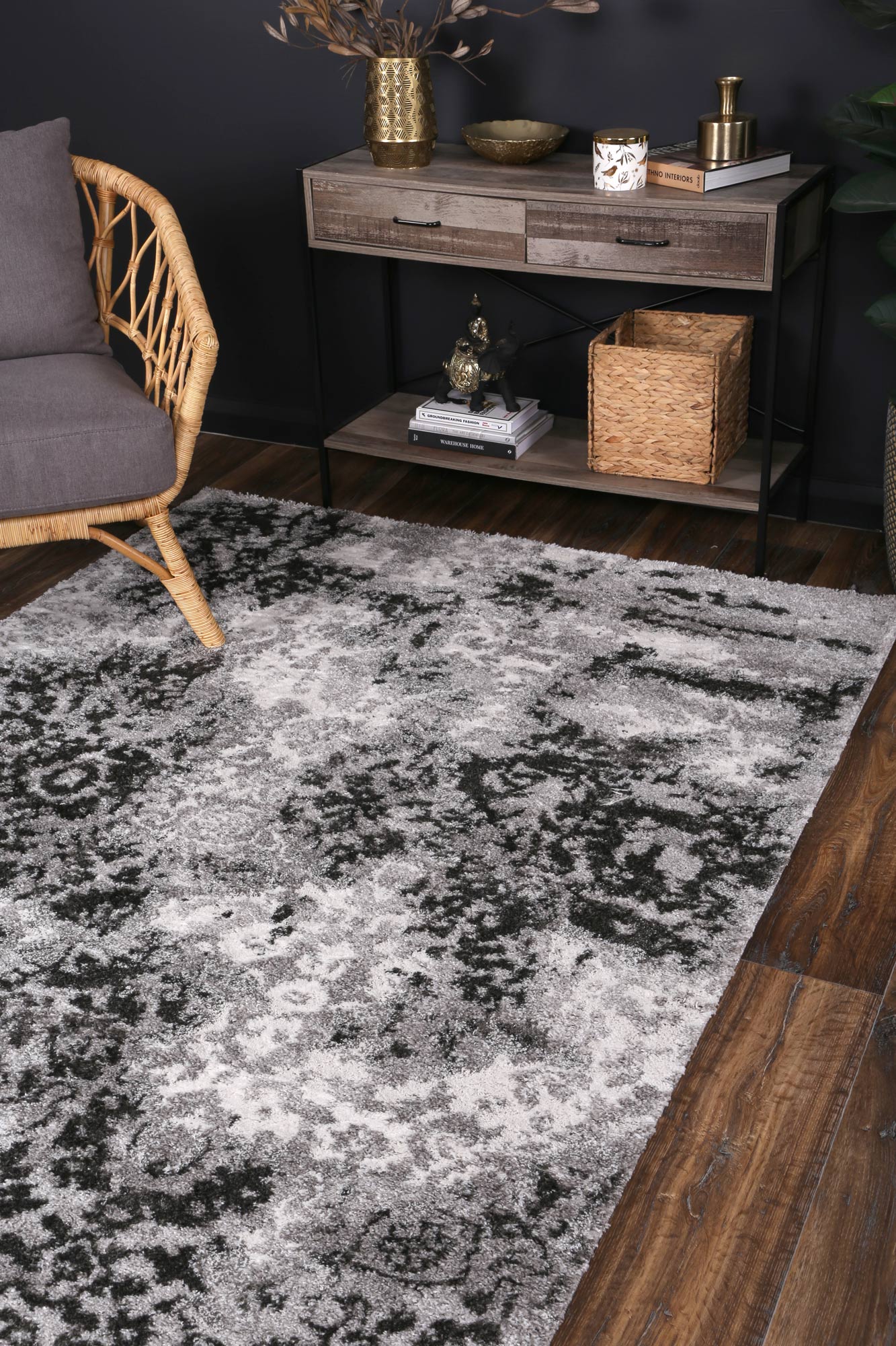 Yuzil Dark Grey Transitional Rug - Floorsome - Rug - CENT12014 - Rug