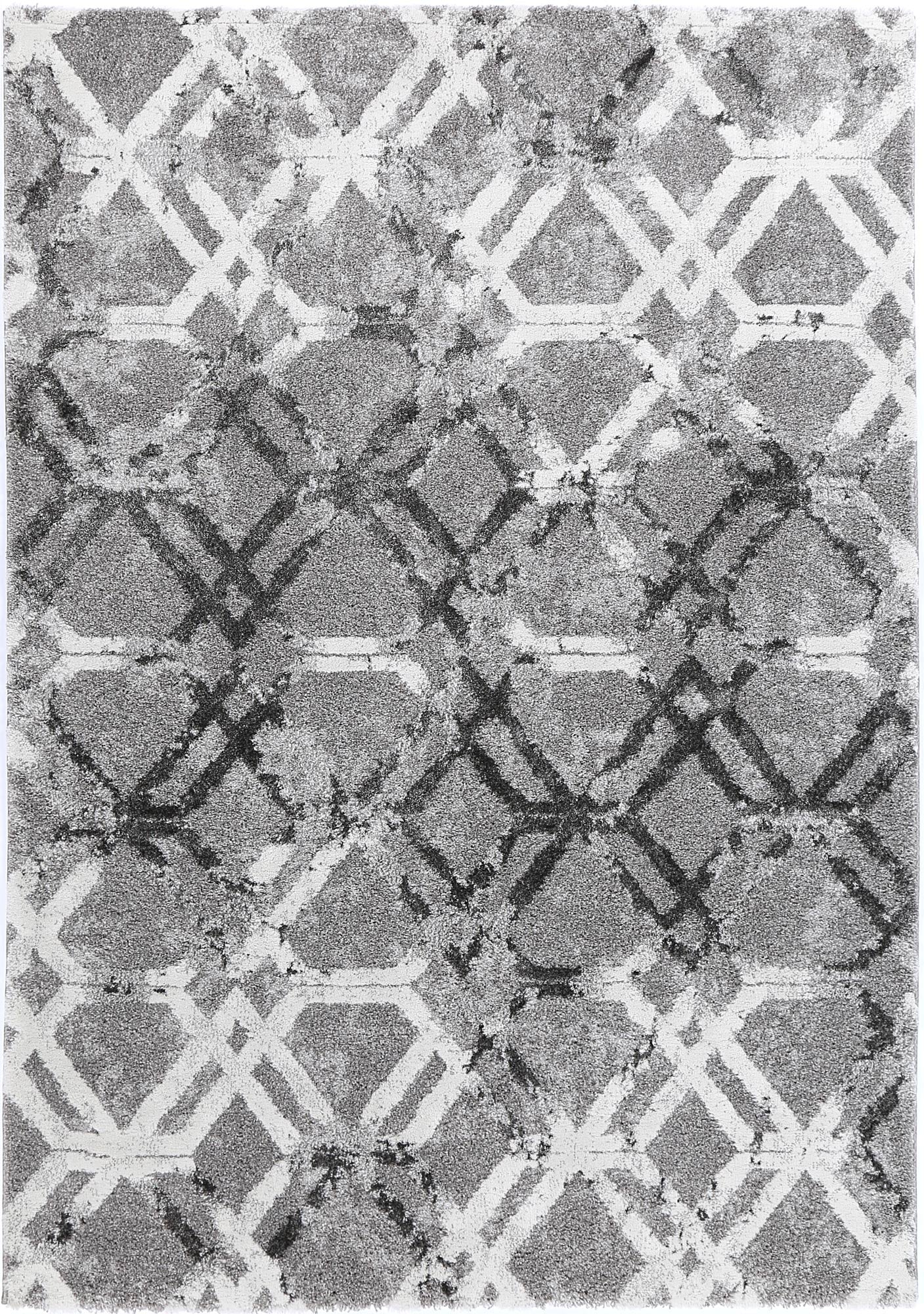Yuzil Grey White Lattice Rug - Floorsome - Rug - CENT12010 - Rug