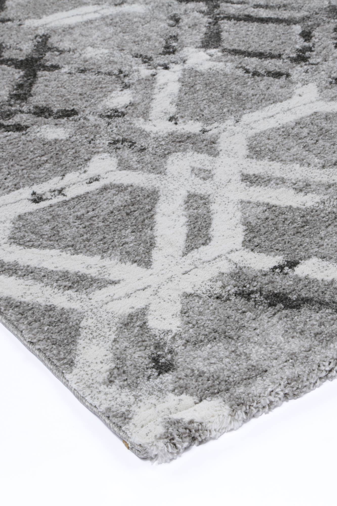 Yuzil Grey White Lattice Rug - Floorsome - Rug - CENT12010 - Rug