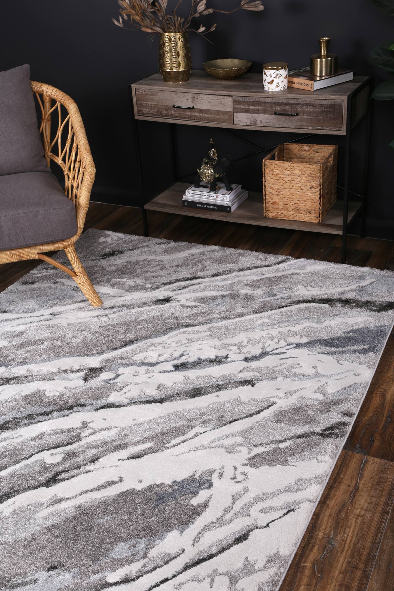 Yuzil Multi Abstract Wave Rug - Floorsome - Rug - CENT12004 - Rug