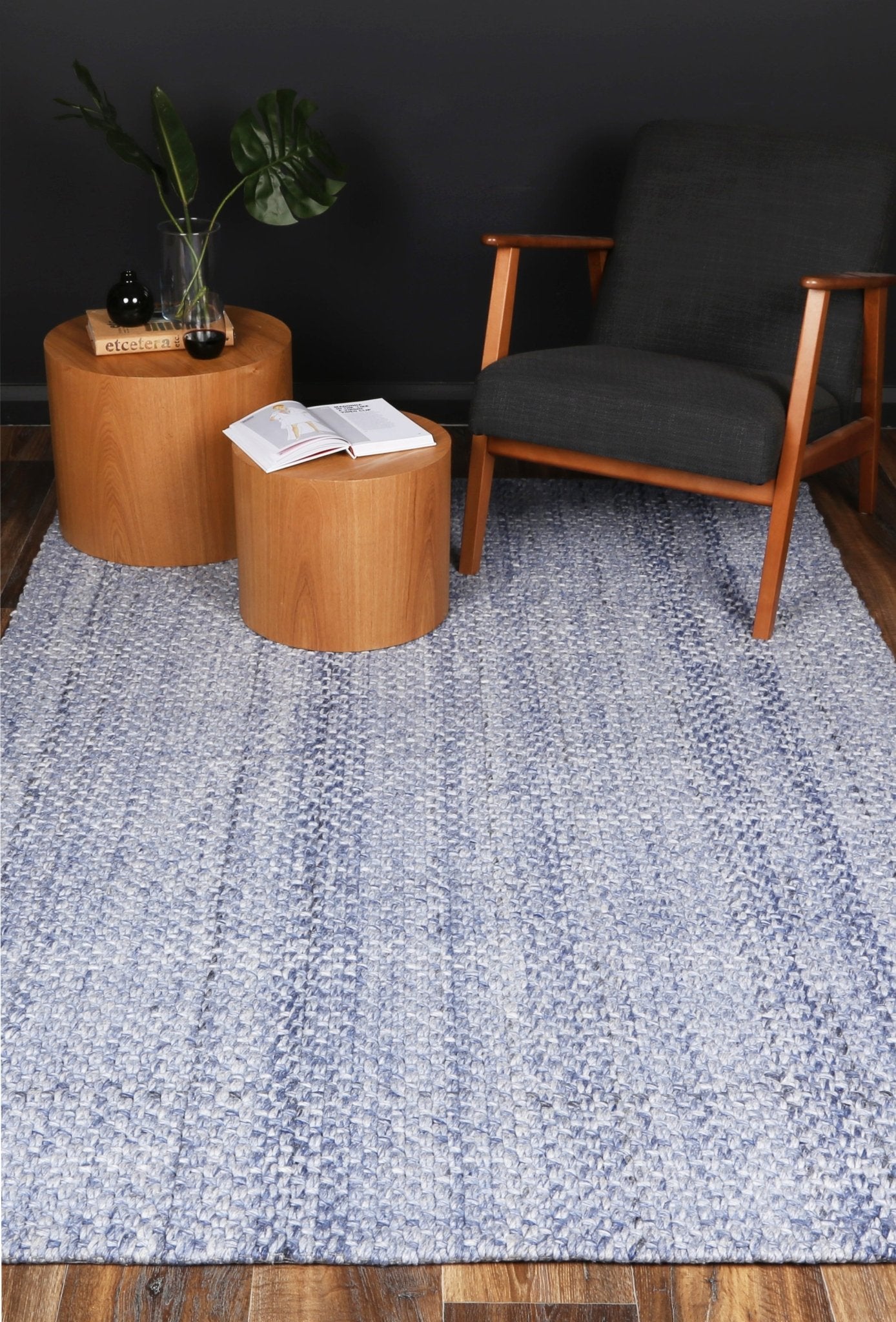 Zayna Chignon Blue Wool Blend Rug - Floorsome - Rug - HARL160CHIGBLUE - Rug