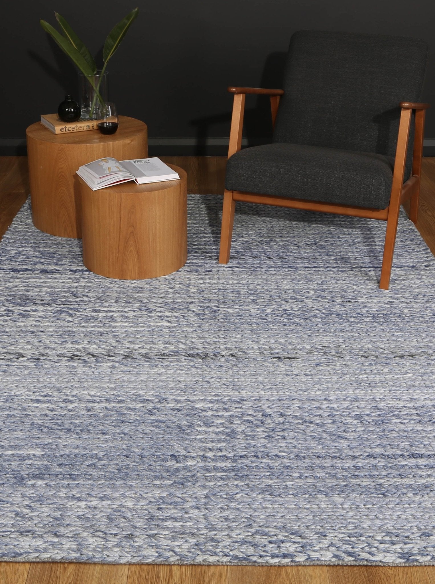 Zayna Cue Blue Wool Blend Rug - Floorsome - Rug - HARL160CUEBLUE - Rug