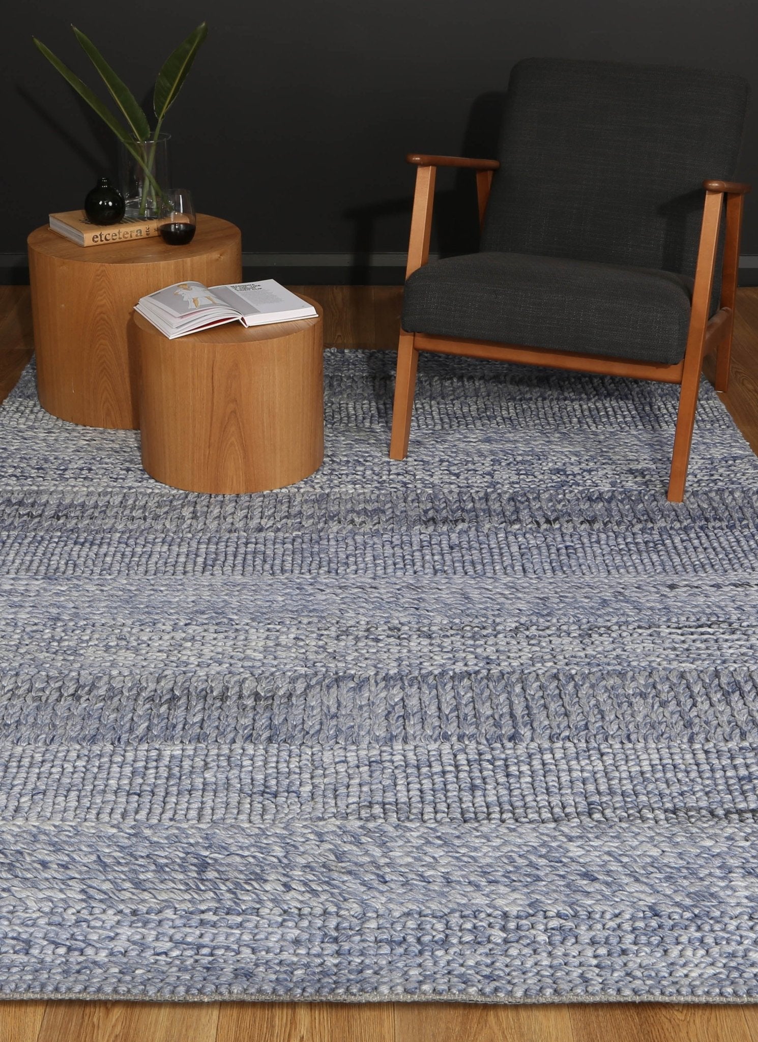 Zayna Grace Blue Wool Blend Rug - Floorsome - Rug - HARL160GRACBLUE - Rug