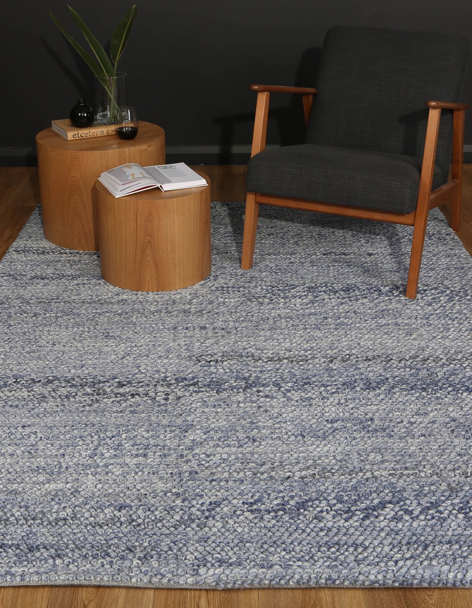 Zayna Loopy Blue Wool Blend Rug - Floorsome - Rug - HARL160LOOPBLUE - Rug