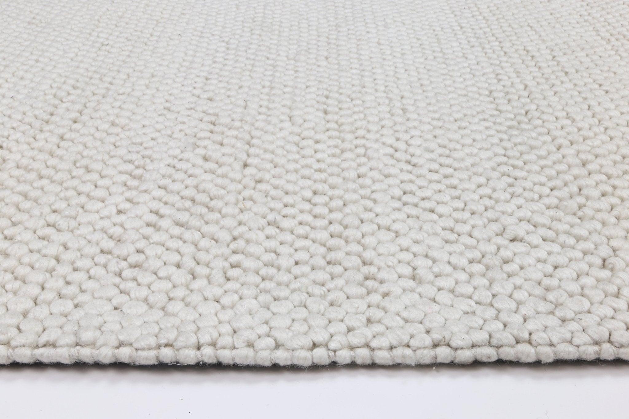 Zayna Loopy White Wool Blend Rug - Floorsome - Rug - HARL160LOOPWHIT - Rug