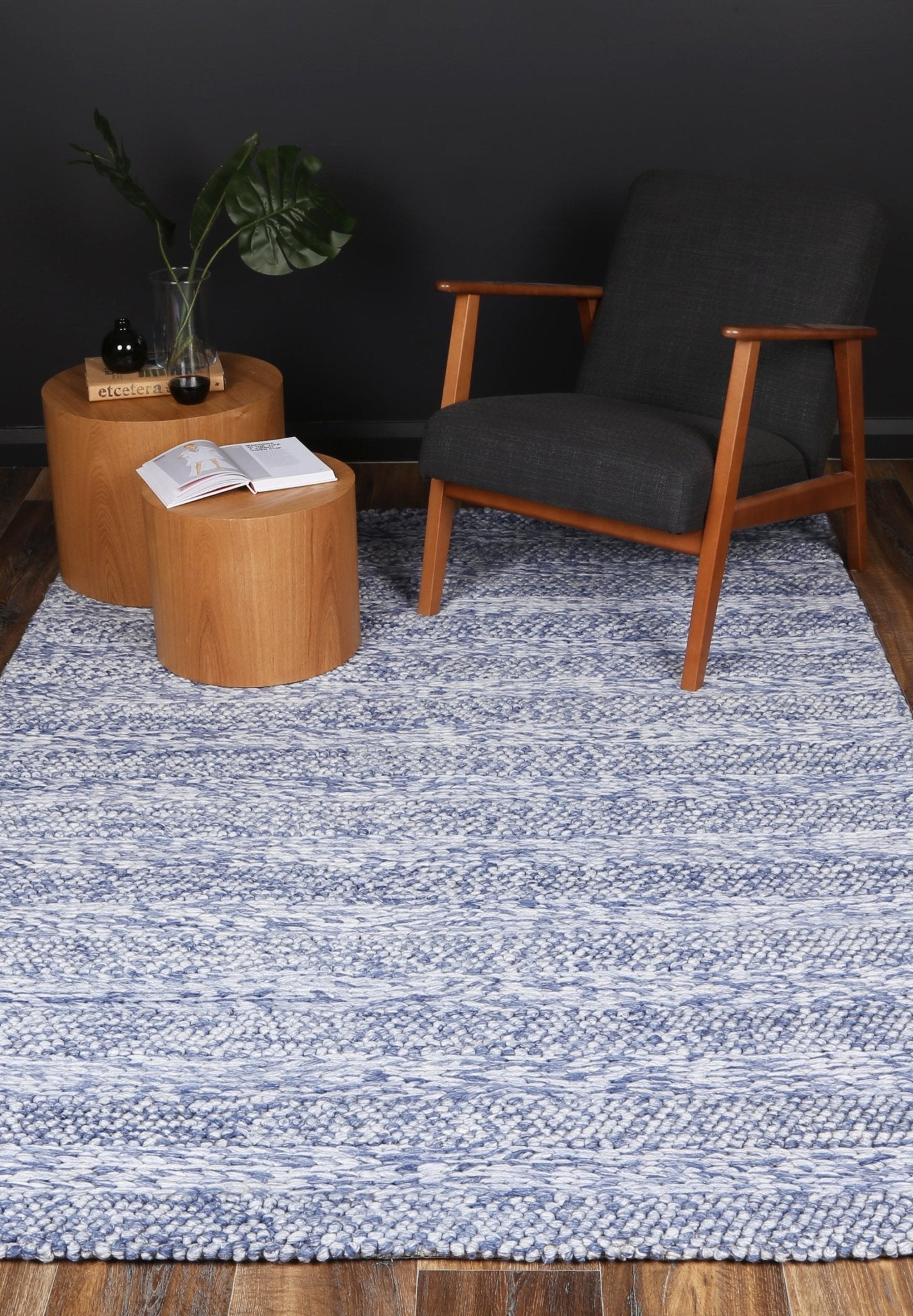 Zayna Ringlets Blue Wool Blend Rug - Floorsome - Rug - HARL160RINGBLUE - Rug