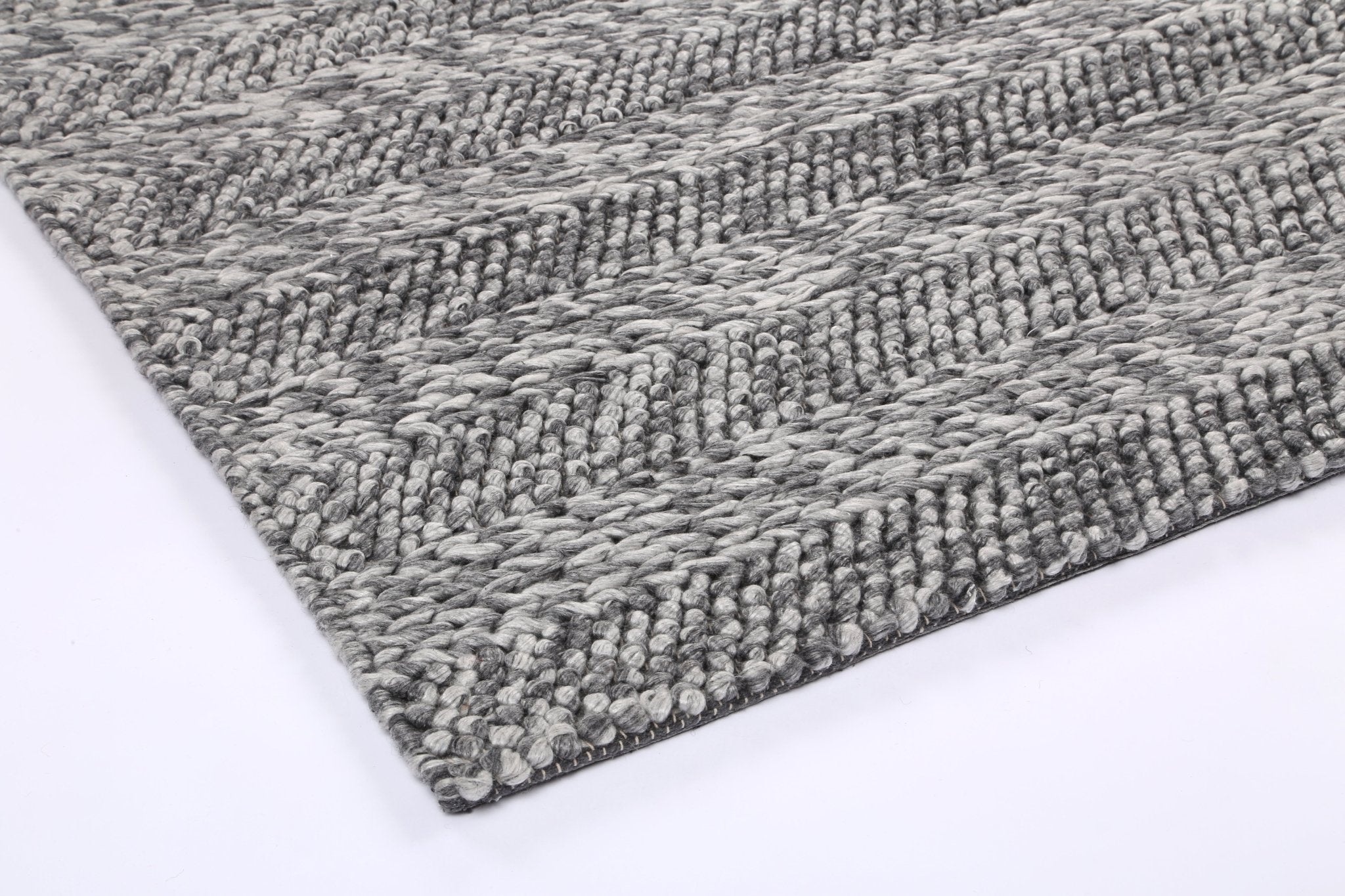 Zayna Ringlets Charcoal Wool Blend Rug - Floorsome - Rug - HARL160RINGCHAR - Rug