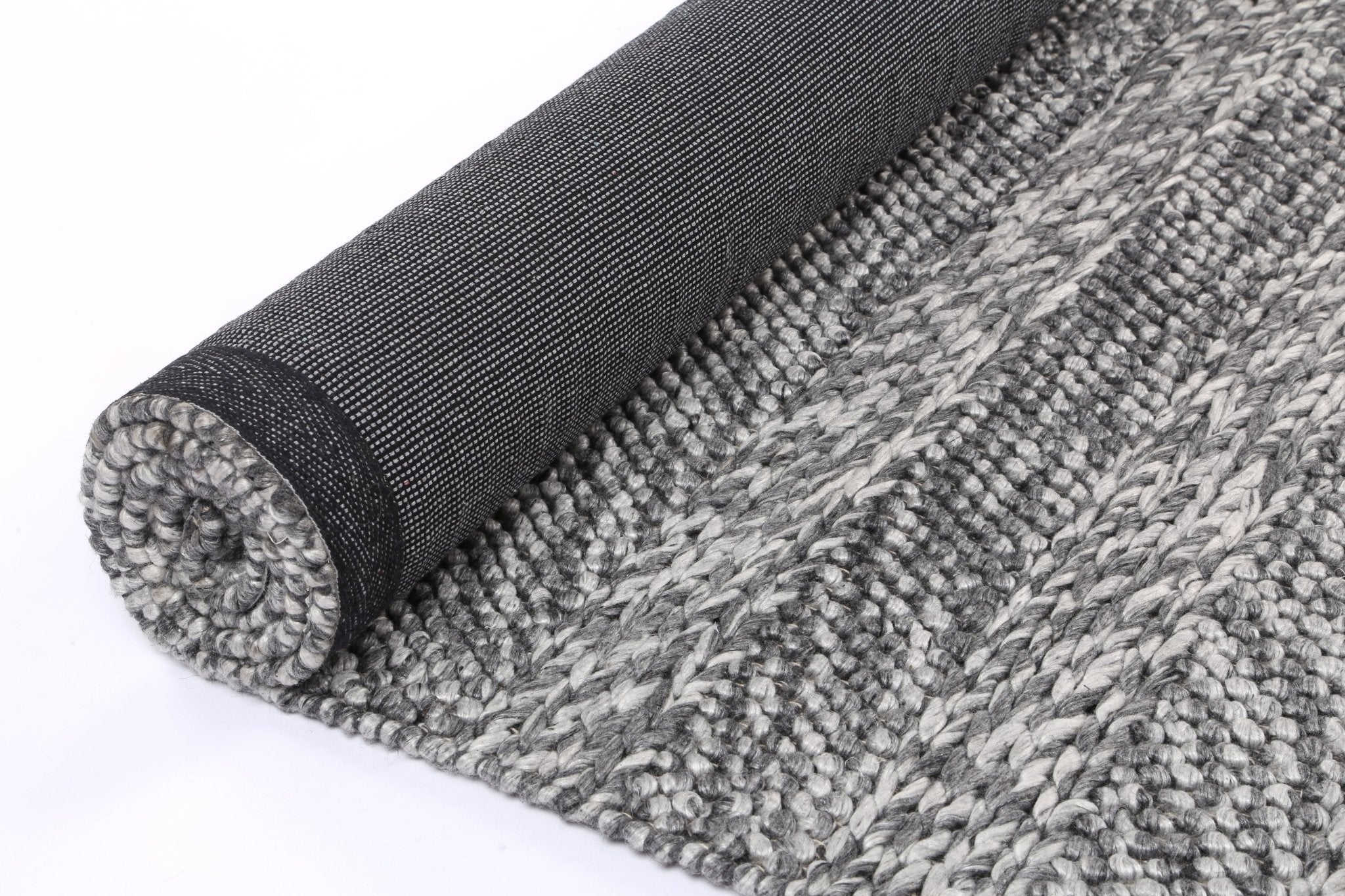 Zayna Ringlets Charcoal Wool Blend Rug - Floorsome - Rug - HARL160RINGCHAR - Rug