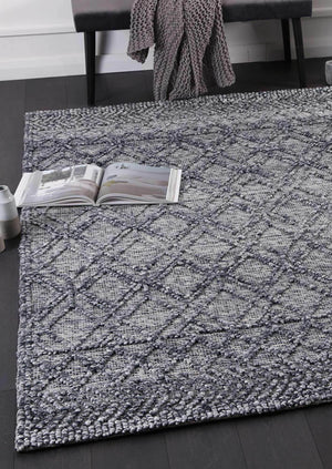 Braided Zair Contemporary Tribal Rug Blue
