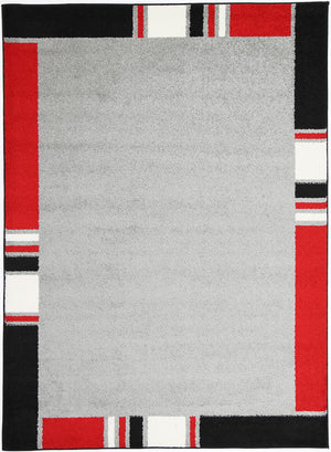 Grey and Red Borders Atta Rug