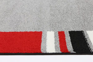 Grey and Red Borders Atta Rug