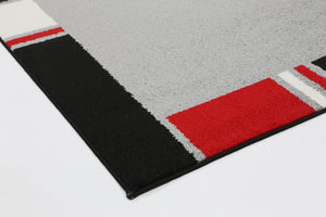 Grey and Red Borders Atta Rug