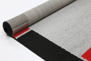 Grey and Red Borders Atta Rug