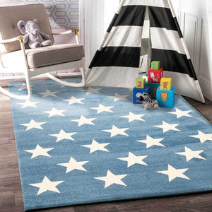 Piccolo  Blue and White Stars Kids Rug