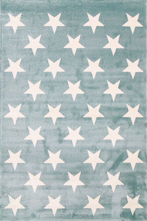 Piccolo Aqua White Stars Kids Rug