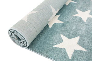 Piccolo Aqua White Stars Kids Rug