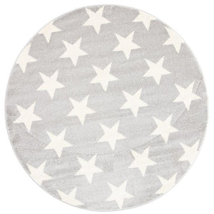 Piccolo Light Grey and White Stars Kids Rug