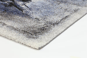Vision Blue and Grey Abstract Bordered Modern Rug